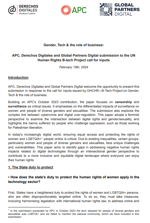 APC, Derechos Digitales And Global Partners Digital Submission To The ...